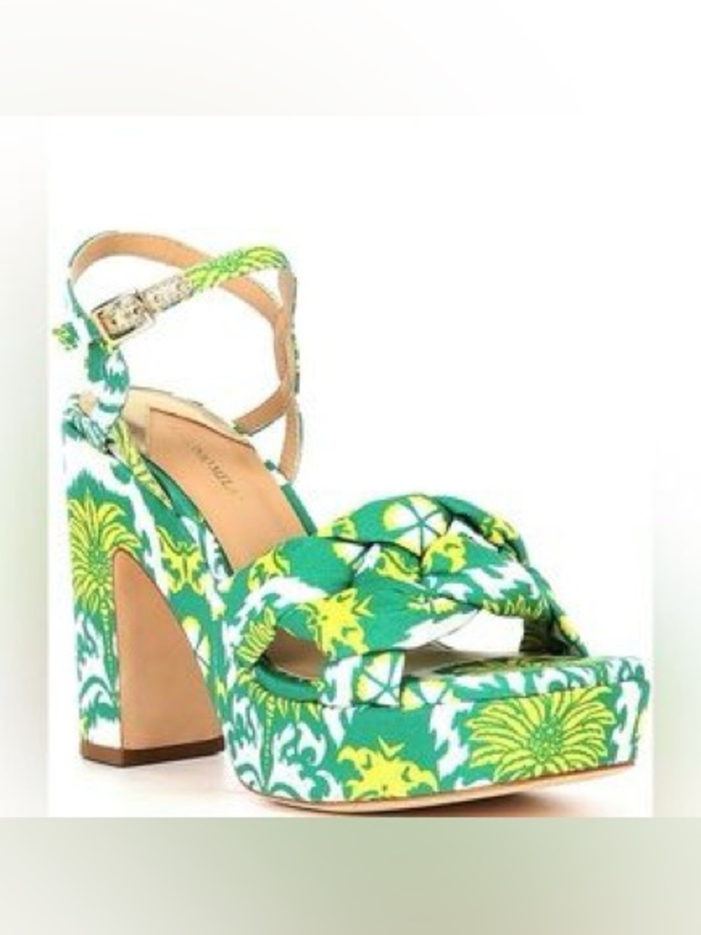 ANTONIO MELANI Green and Yellow Floral Platform Sandals